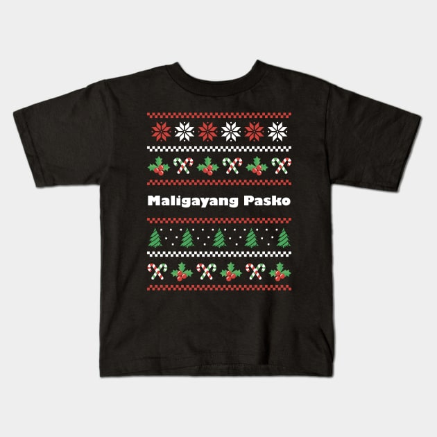 Tagalog Christmas Maligayang Pasko Kids T-Shirt by SunburstGeo